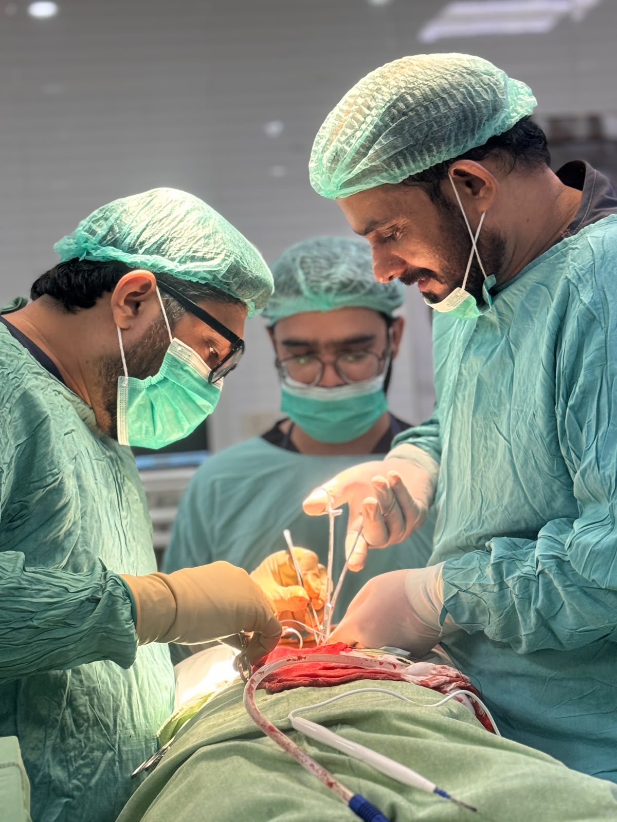 Orthopedic fracture fixation surgery in progress